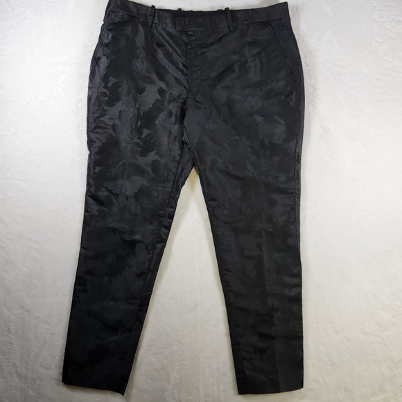 INC International Concepts Slim Fit Black Floral Dress Pants Size 36 - Picture 1 of 10
